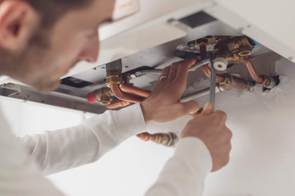Checking a boiler and pipes